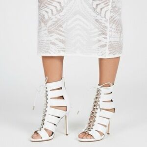 White laced up heels (never worn brand new)